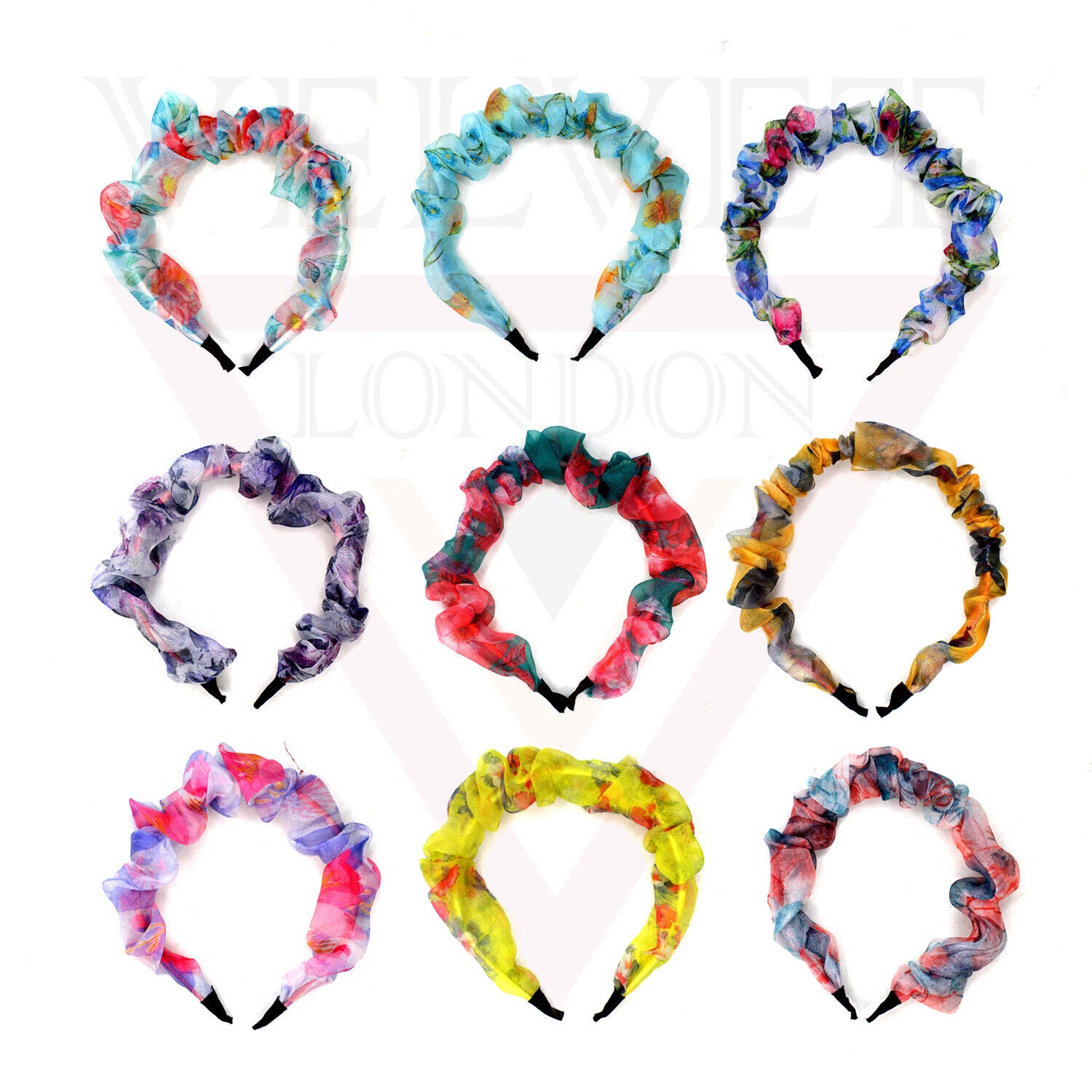 Flower print headband Satin Fabric Hair Band Non-Slip Hair Hoop Hair Styling