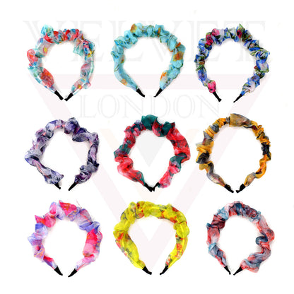 Flower print headband Satin Fabric Hair Band Non-Slip Hair Hoop Hair Styling