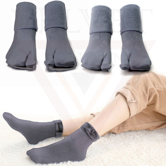 Velvet Socks Warm Cosy Soft Mid Calf Socks Winter Thick Snow Grey Thermal Socks
