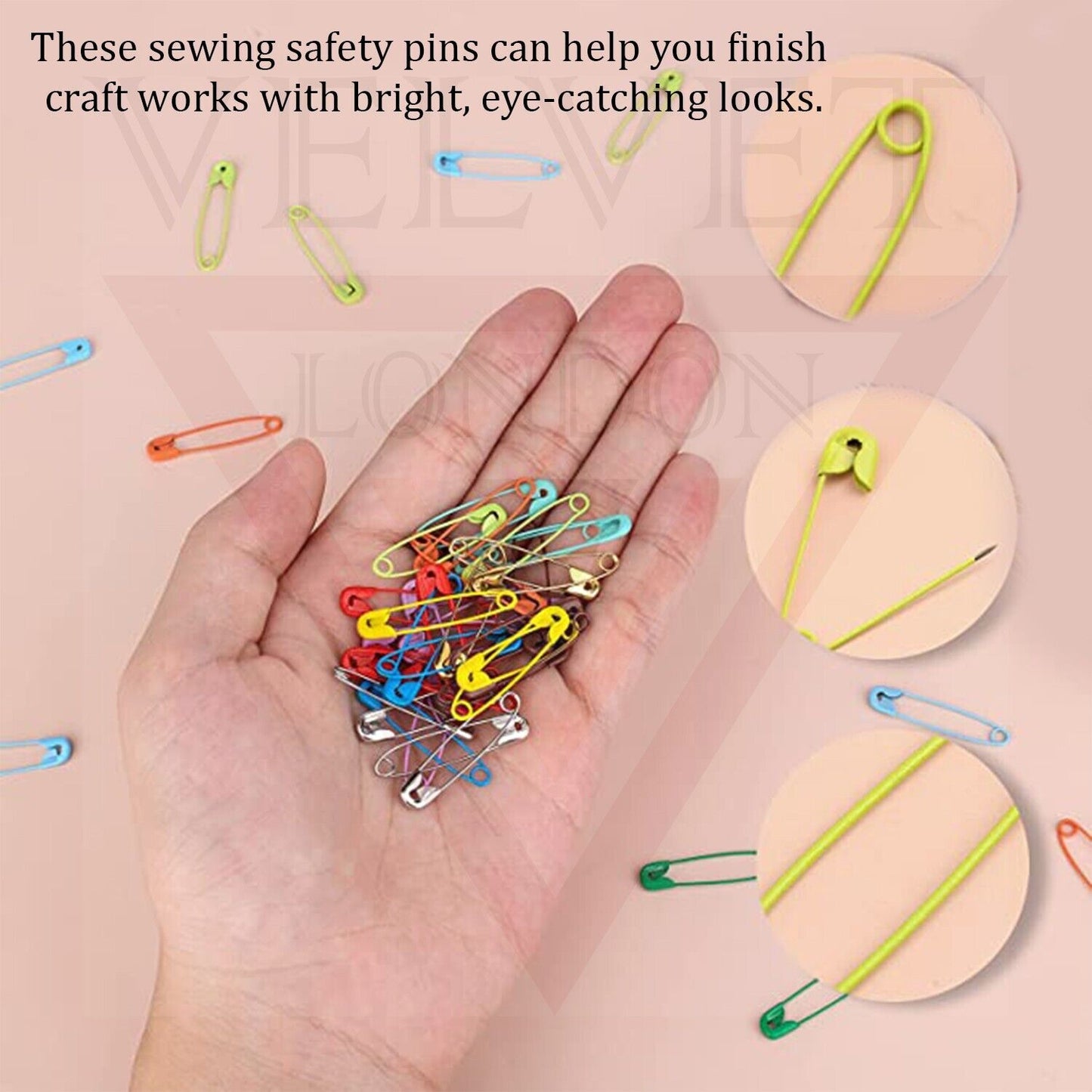 100 Pcs Safety Pins Multi-Color Craft Sewing Nickel Metal Plated For Cloth 4 CM