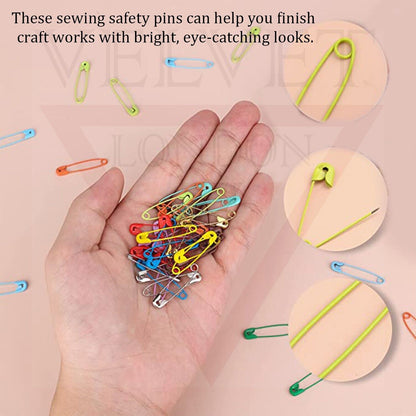100 Pcs Safety Pins Multi-Color Craft Sewing Nickel Metal Plated For Cloth 4 CM
