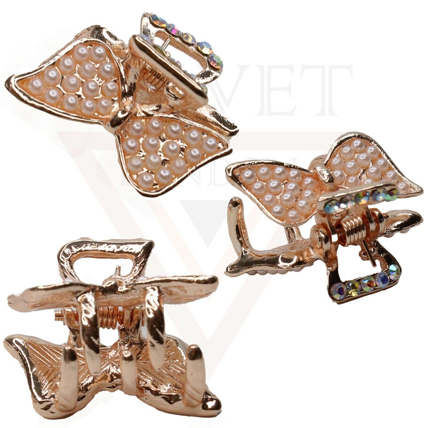 Tiny Hair Claw Diamond Pearl Mini Claw Hair Jaw Clips Crystal Butterfly Clamp UK