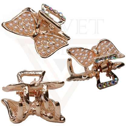 Tiny Hair Claw Diamond Pearl Mini Claw Hair Jaw Clips Crystal Butterfly Clamp UK