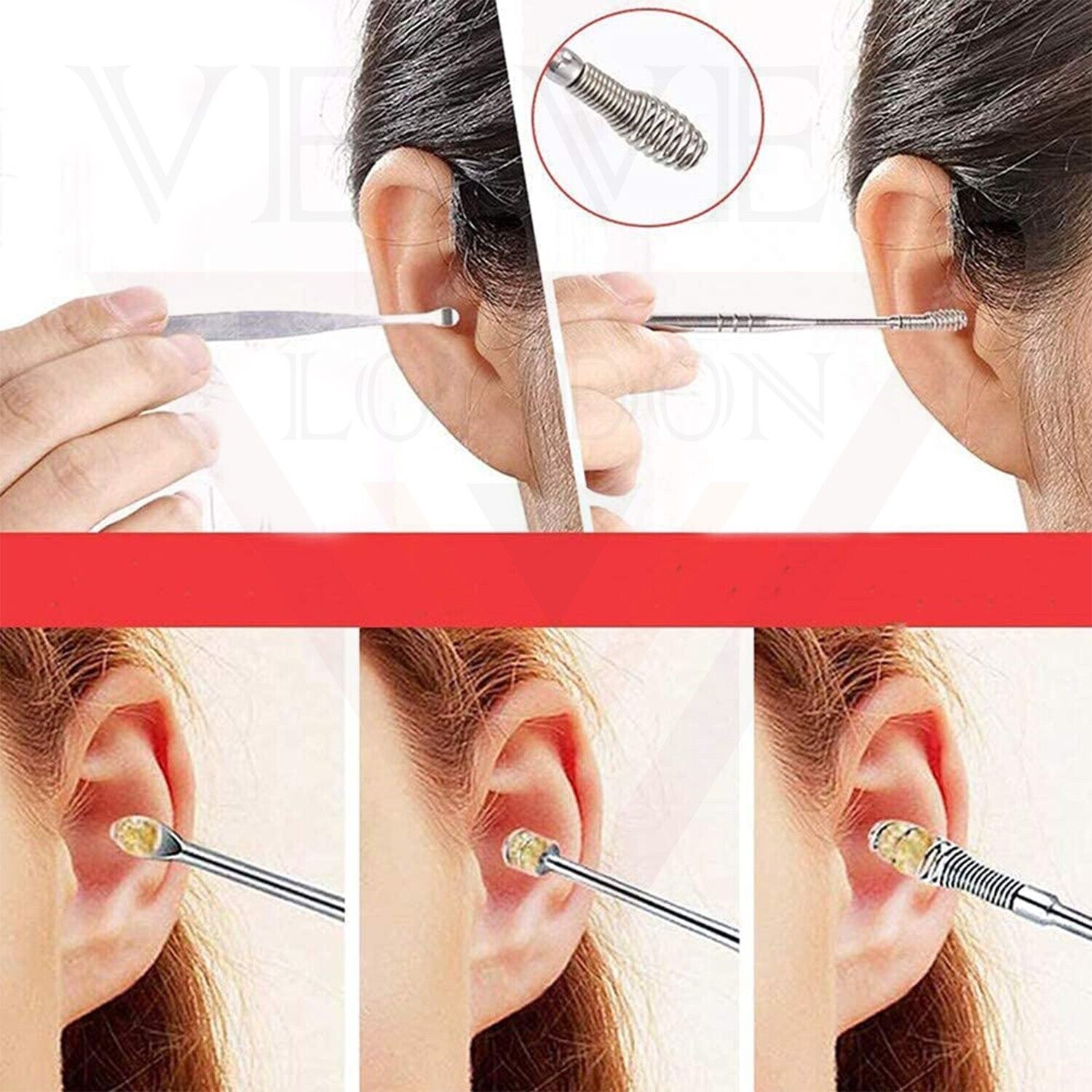 Professional Earplugs and Wax Tool Set, with an Ear Pick Storage Bucket 6pcs
