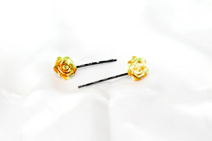 20x Hair Pins Colorful Rose Flower Bobby Pins Hair Clips Metal Grips Slide Pins
