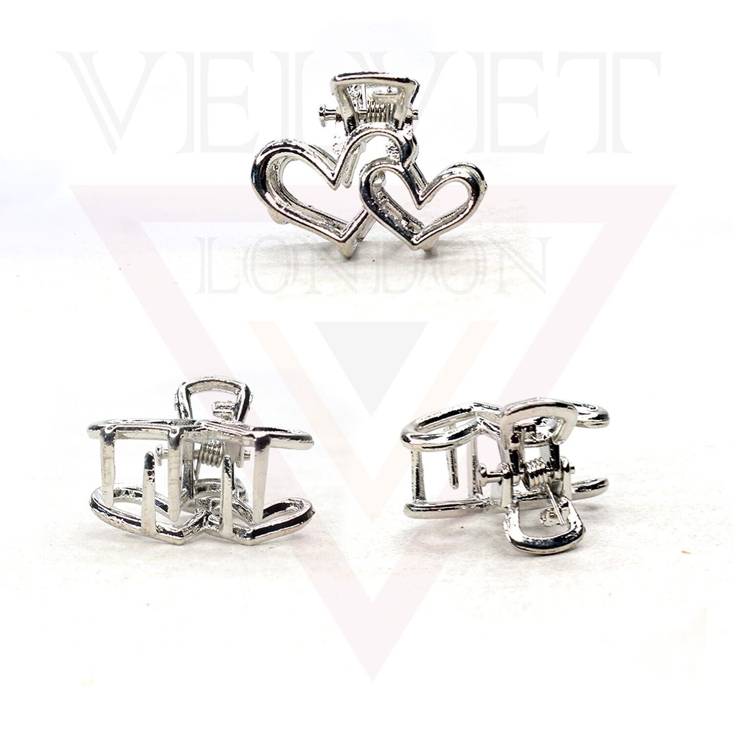 2x Metal Hair Claw Clips Mini Heart Hair Clamp Jaw Clips Non-slip Hair Barrette