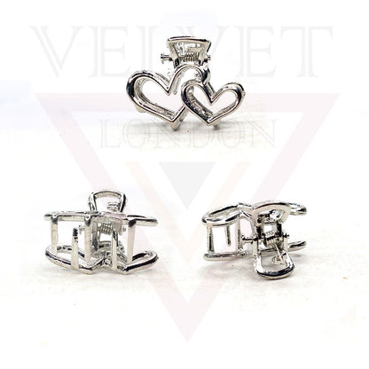 2x Metal Hair Claw Clips Mini Heart Hair Clamp Jaw Clips Non-slip Hair Barrette