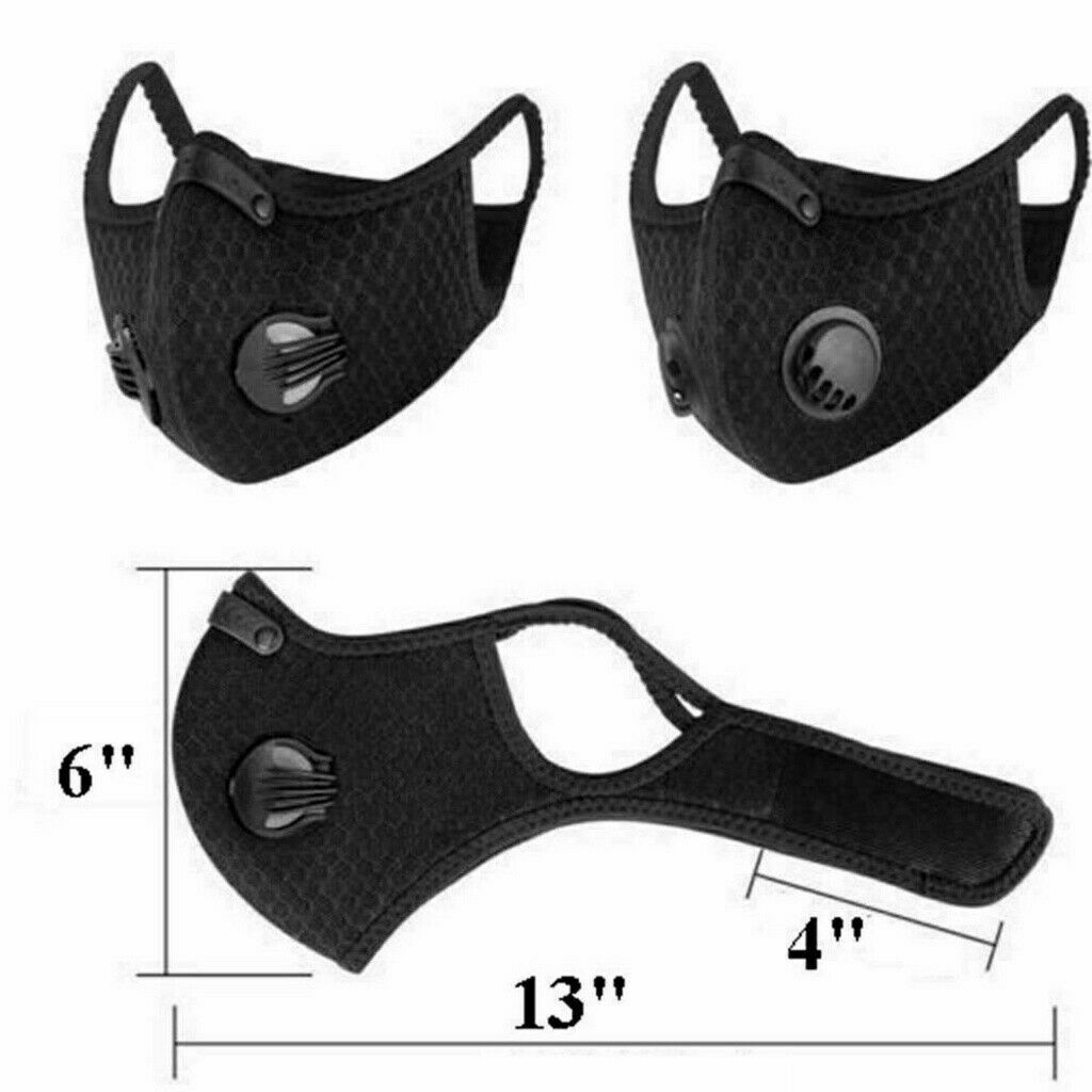 2x Face Mask Skin Care Dustproof Mask Anti-pollution Cover Cotton Carbon Filter