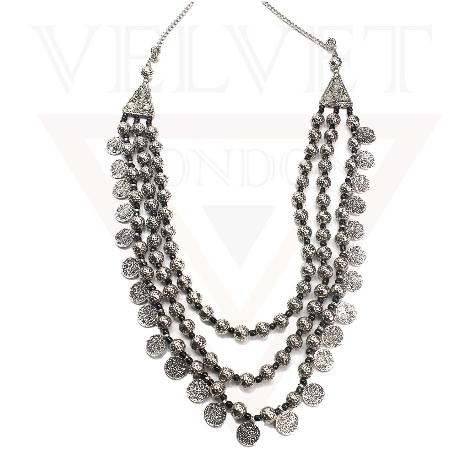 Multi Layer Necklace Beads Antique Oxidized Traditional Boho Choker Jewellery