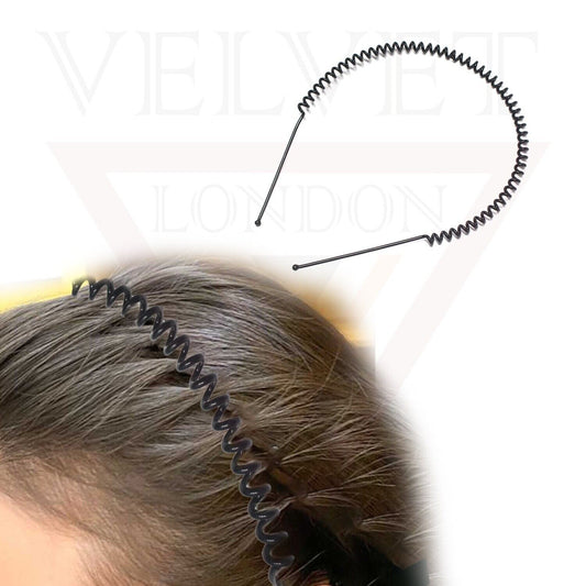 2x Hair Band Spring Wavy Metal Hair Hoop Unisex Black Headband Flexible Sports