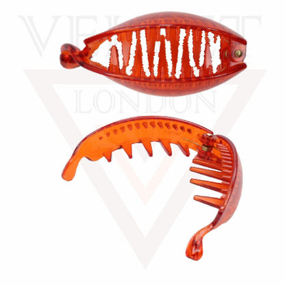 Banana Clip Transparent Oval Hair Clips Comb Ponytail Holder Non-Silp Grip Clamp