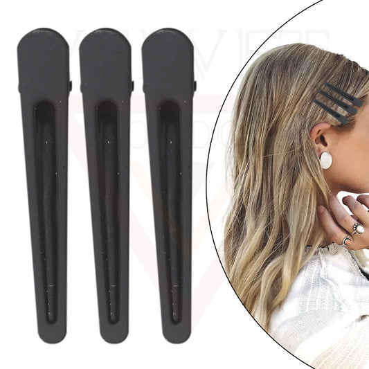 3Pcs Hair Clips Hairpins Metal Hairdressing Styling Salon Black Crocodile Slide