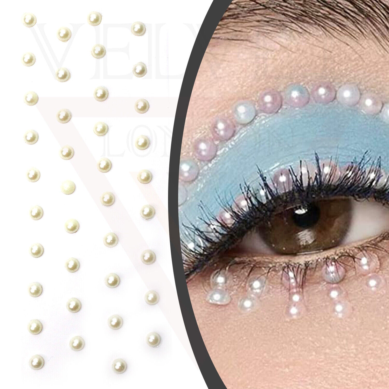 White Pearl Bindi Forehead Round Nail Stickers Eyes Temporary Tattoos Tikka