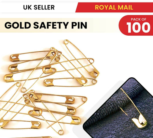 100 Pcs Golden Safety Pins Metal Needles Sewing Craft Multipurpose All Size Pins