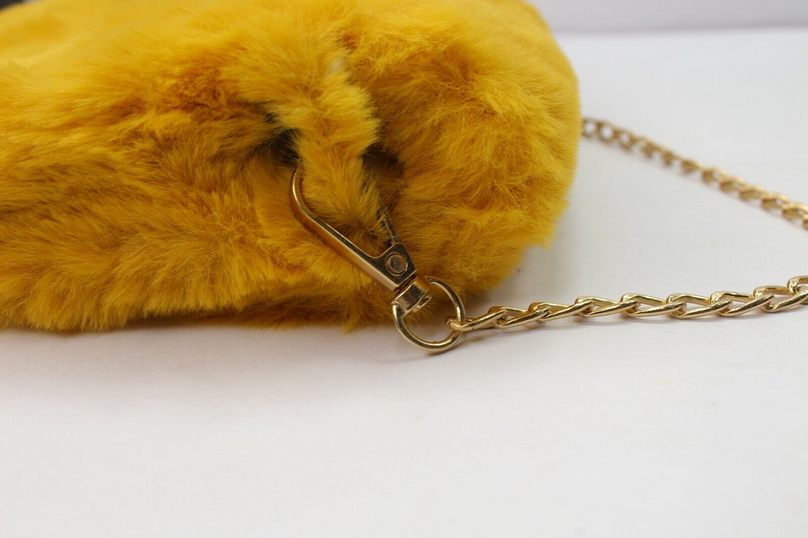 Clutch Purse Handbag Soft Faux Fur Crossbody Long Golden Chain Shoulder Bag