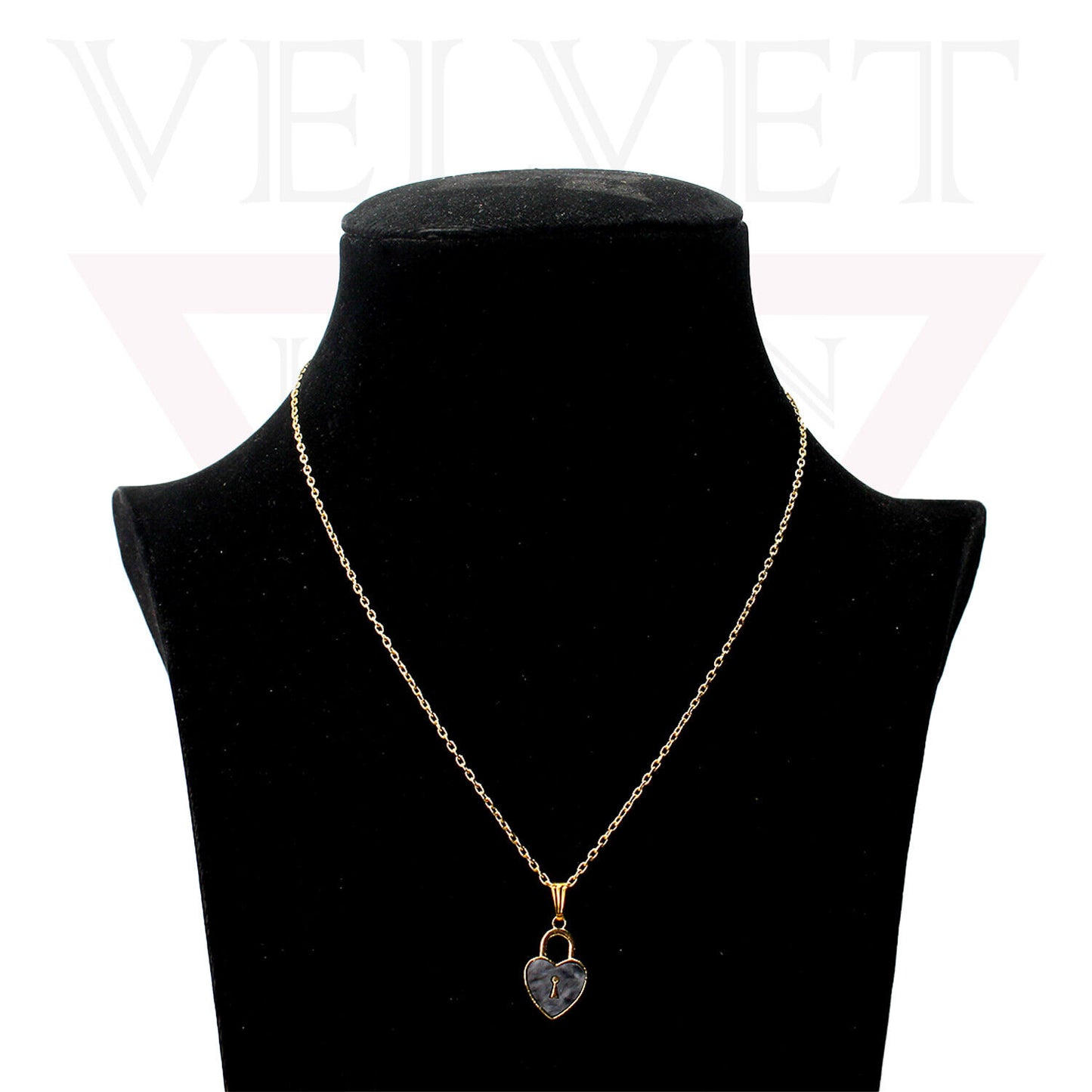 Heart Pendant Necklace Small Colour Lock Golden Chain Vintage Delicate Choker UK