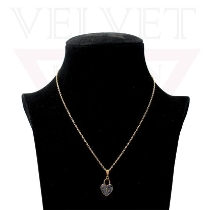 Heart Pendant Necklace Small Colour Lock Golden Chain Vintage Delicate Choker UK