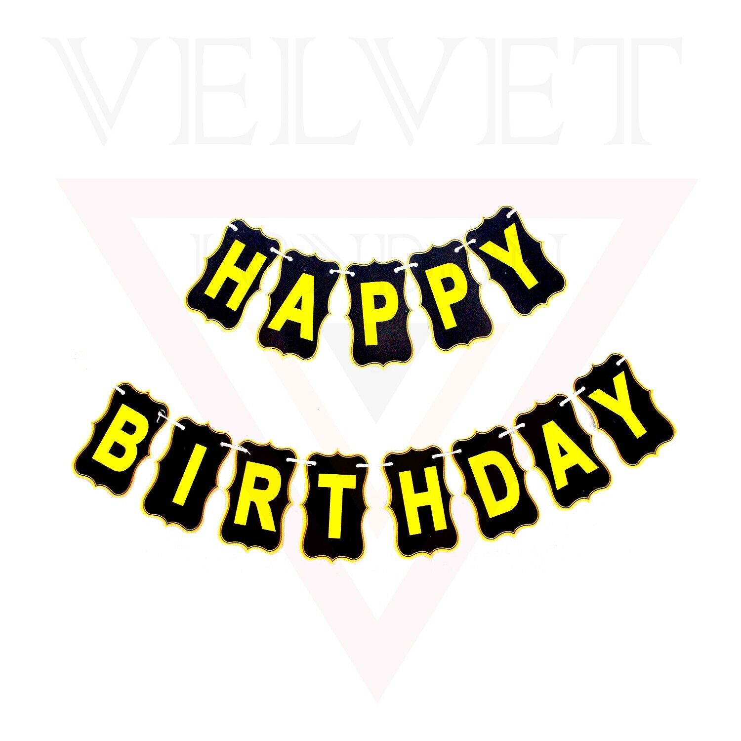 Happy Birthday Banner Black and Gold Birthday Banner Ribbons For Parties