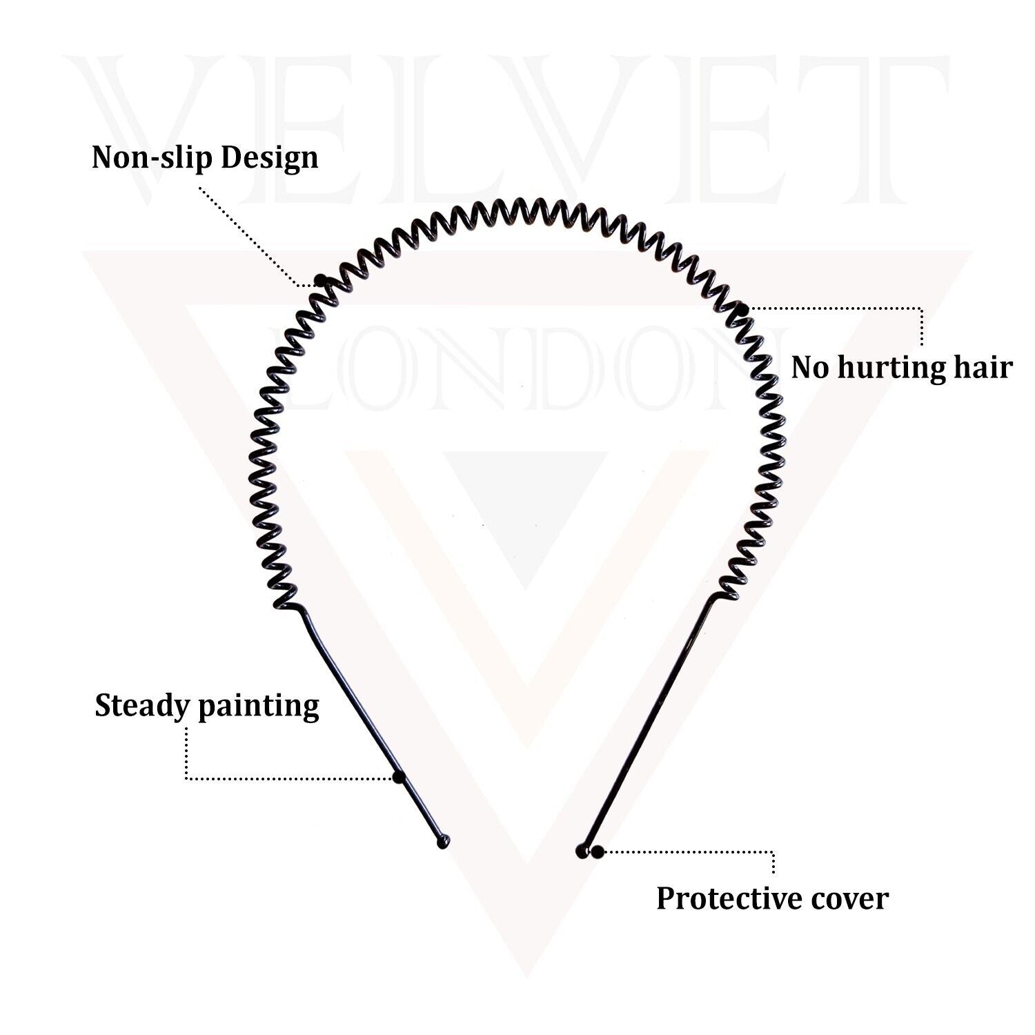 2x Hair Band Spring Wavy Metal Hair Hoop Unisex Black Headband Flexible Sports