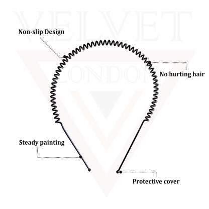 2x Hair Band Spring Wavy Metal Hair Hoop Unisex Black Headband Flexible Sports