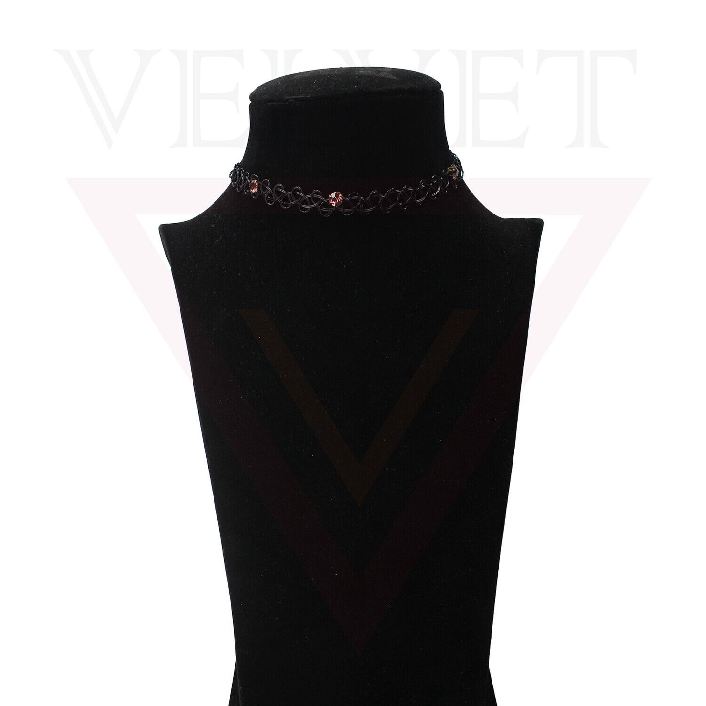 Retro Style Tattoo Necklace Diamond Black Stretch Elastic Choker Classic Stretch