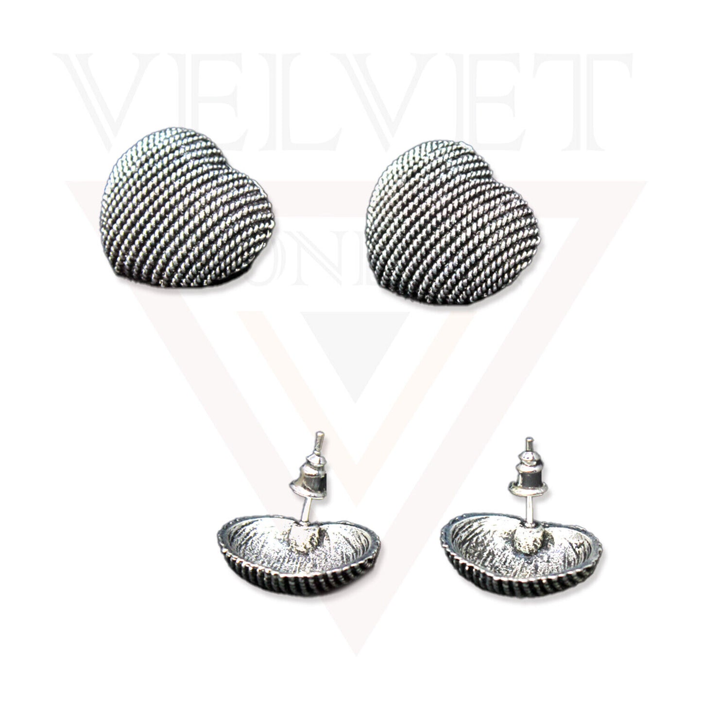 Retro Silver Oxidized Stud Earring Geometric Black Ear Stud Anitque Jewellery