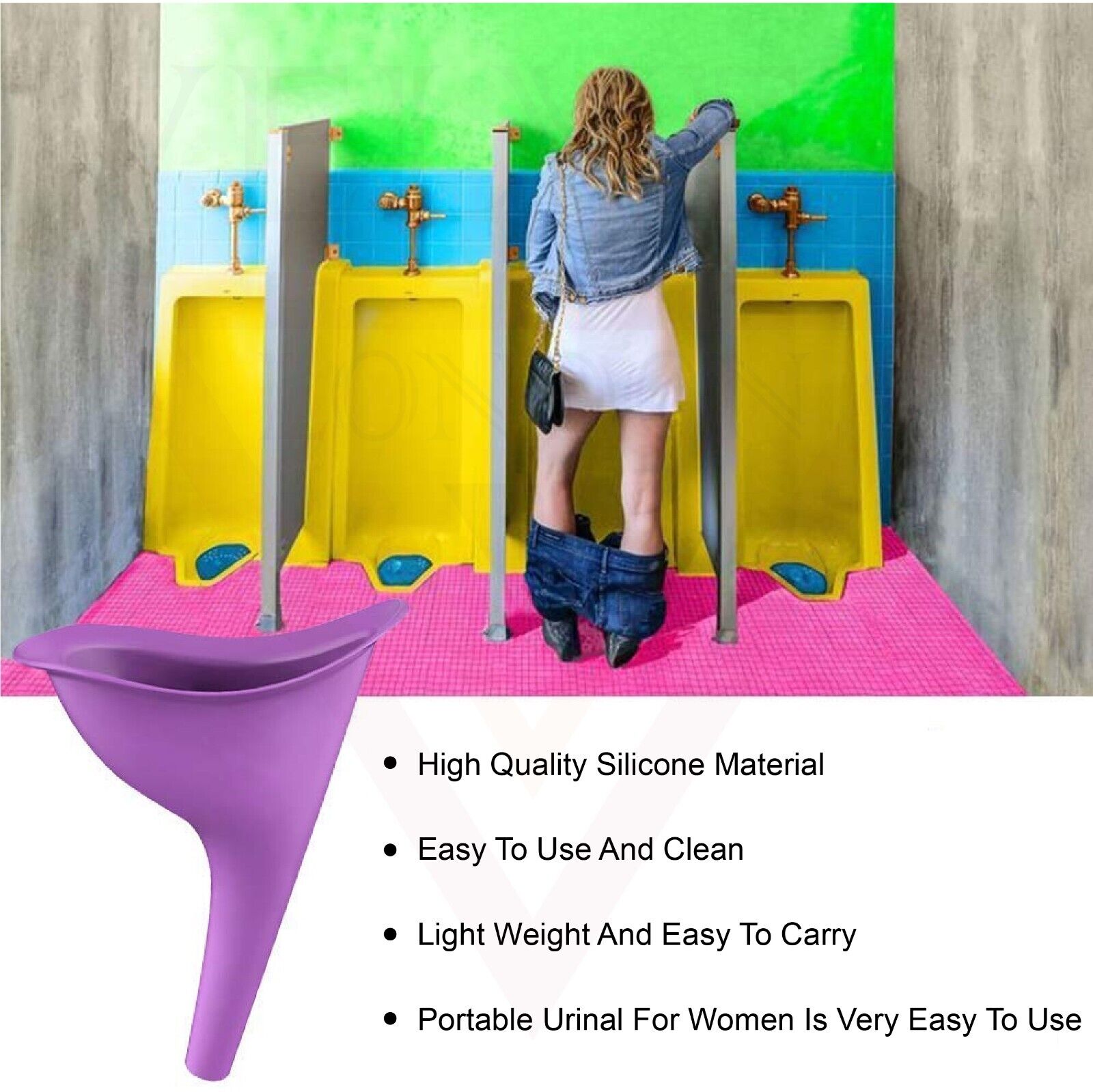 Portable Female Urination Device Reusable Silicone Urinal Funnel For Women New