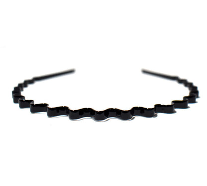 Black Metal Hair Hoop Wavy Headband Mens Womens Hair Unisex Hoop Head Band