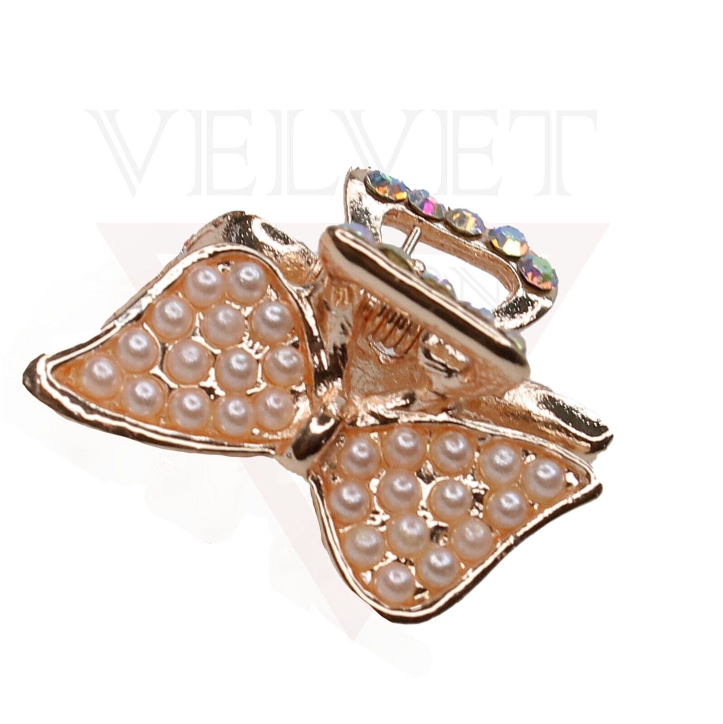 3x Tiny Hair Claw Assorted Design Rose Gold Diamond Pearl Hair Clips Pins Grips