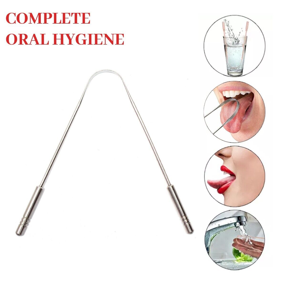 2x Stainless Steel Grip Handles Tongue Scraper Dental Care Hygiene Oral Care