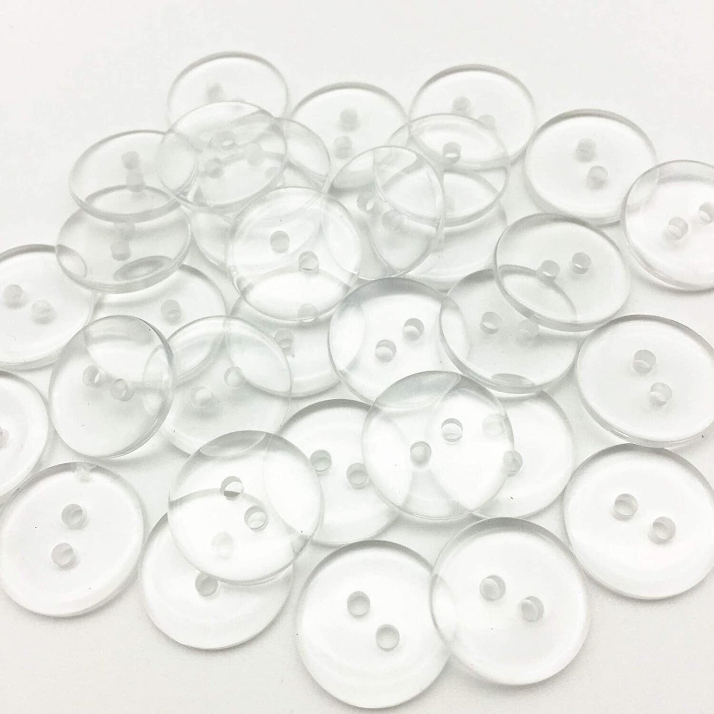 100x Clear Buttons 10mm Round Sewing Button 2 Hole For Sewing Clothes Hat Shirt