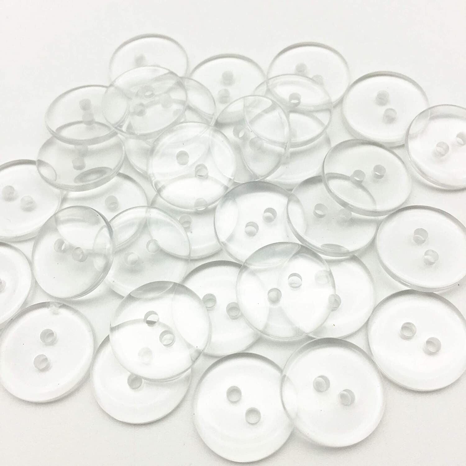 100x Clear Buttons 10mm Round Sewing Button 2 Hole For Sewing Clothes Hat Shirt