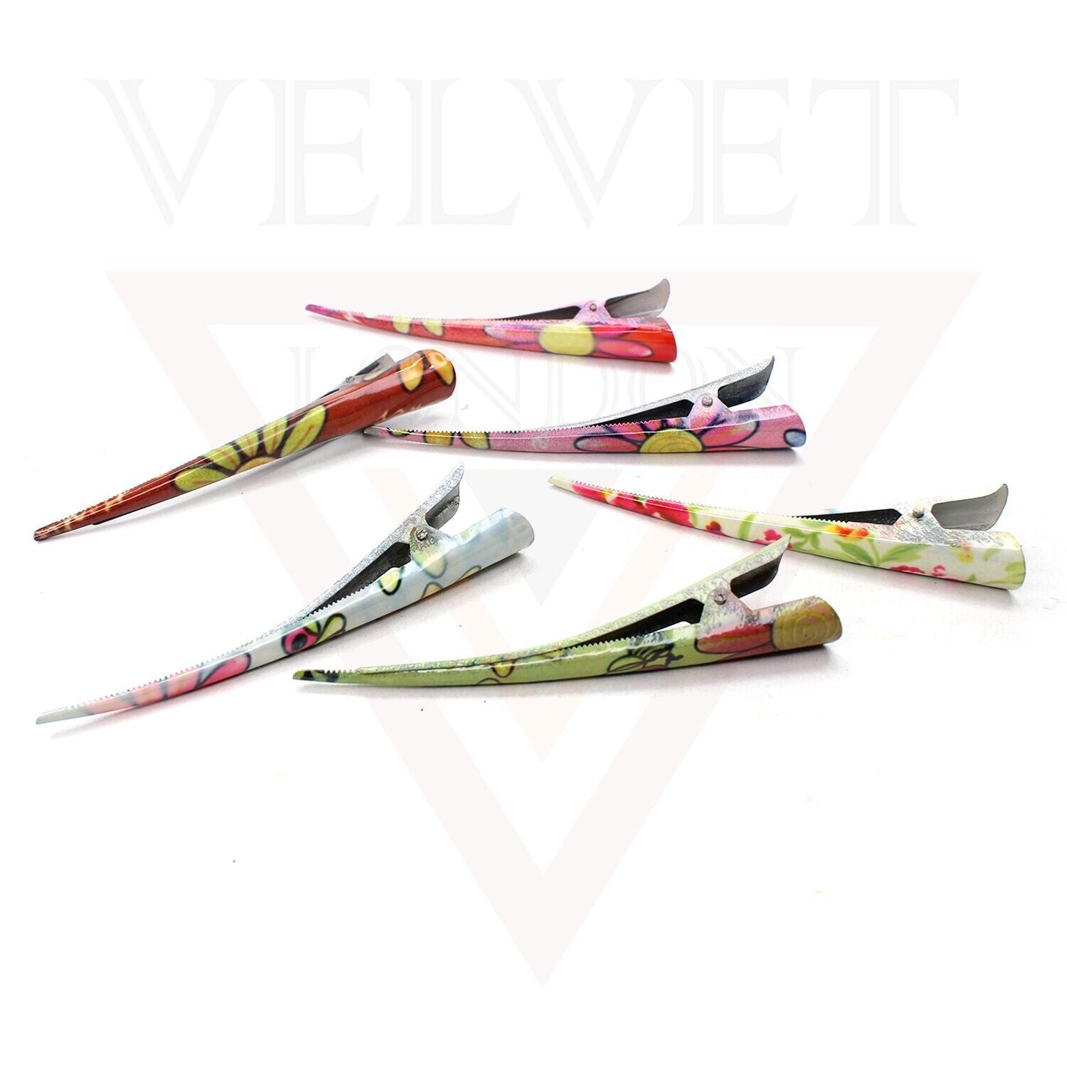 3x Duckbill Hair Clips Assorted Design Metal Crocodile Barrettes Teeth Clips 