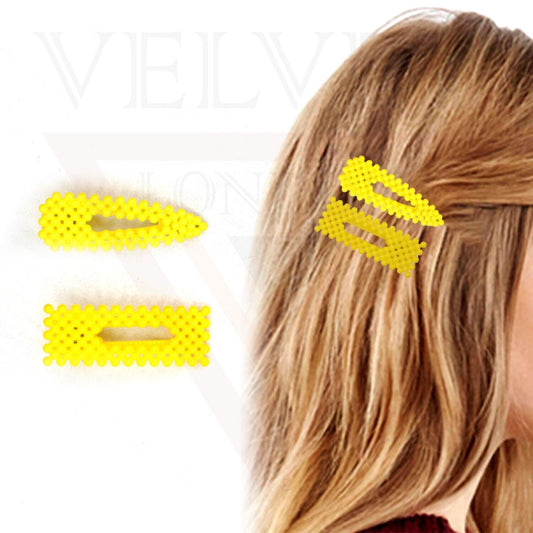 2Pcs Hair Clip Pins Triangle & Rectangle Plastic Yellow Hair Barrettes Hairpins