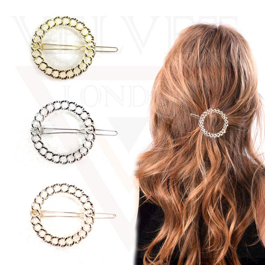 3x Hair Clips Round Sliders Korean Clips Grip Barrettes Hair Styling Accessories