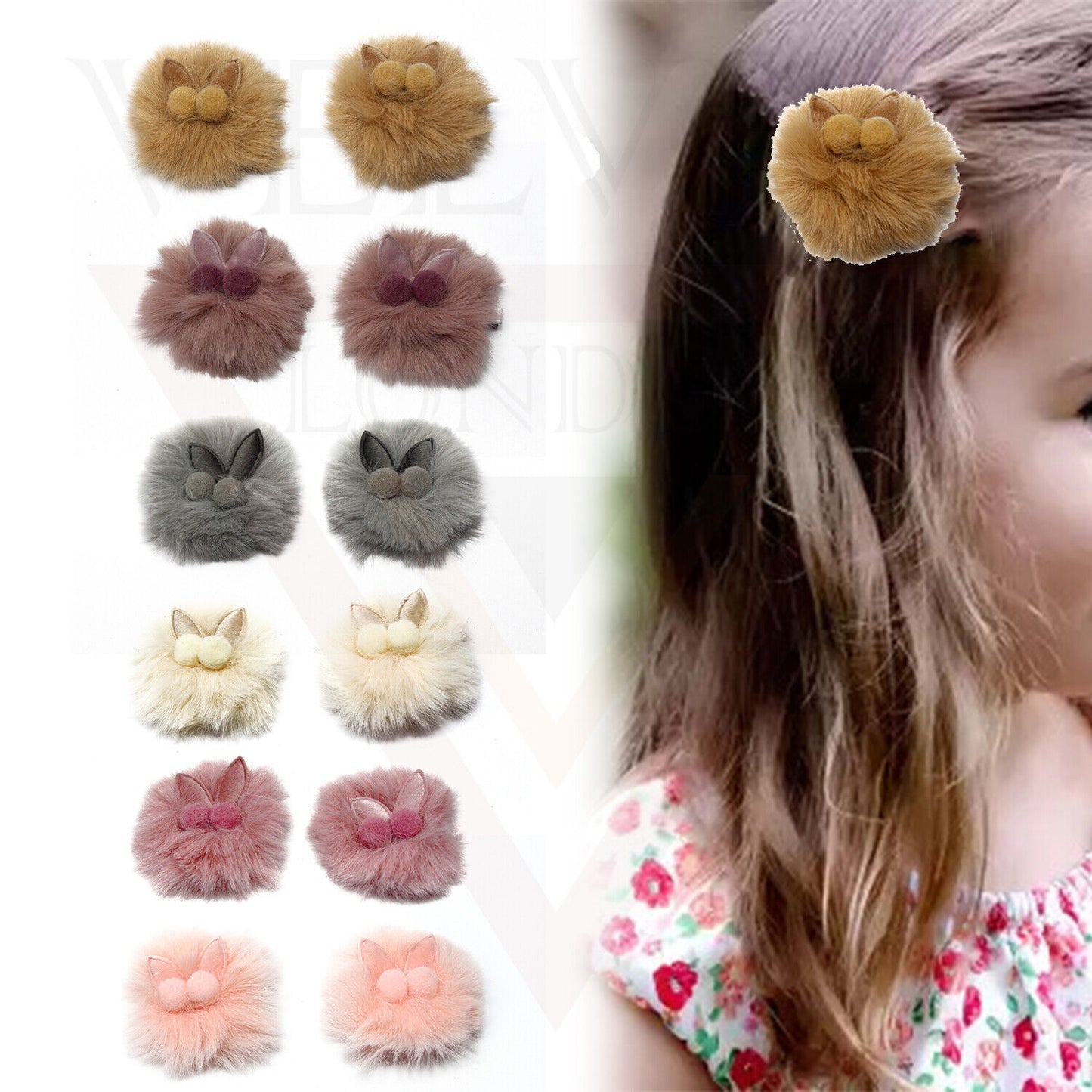 2x Baby Plush Hair Clip Soft Faux Fur Barrette Crocodile Clips Slide Snap Pin