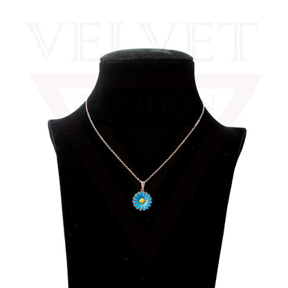 Pendant Necklace Small Colour Golden Sunflower Vintage Delicate Choker Chain