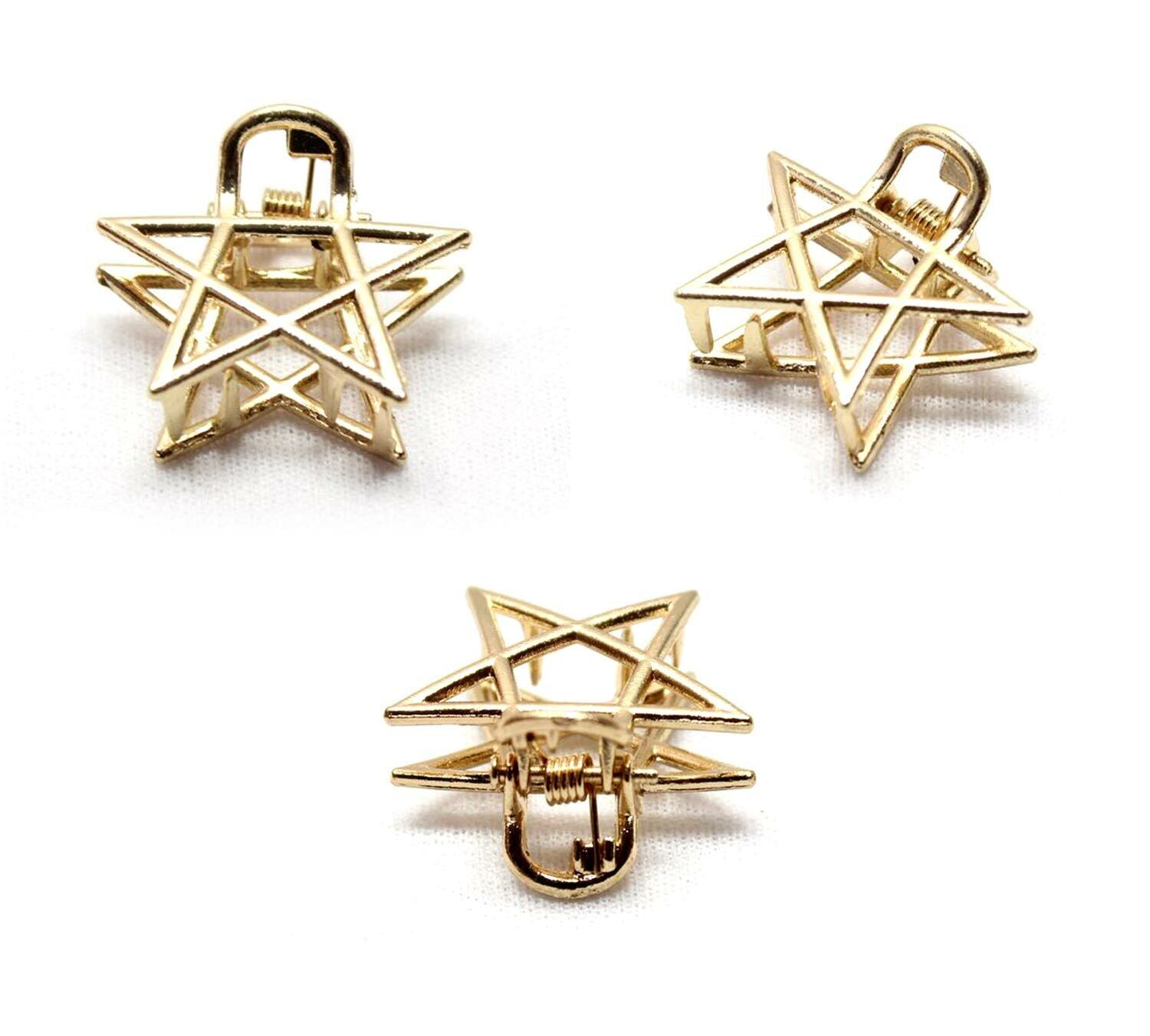 Golden Mini Hair Claw Metal Tiny Hair Jaw Clips Hair Clamp Small Barrattes 2pcs