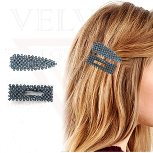 2x Pearl Hair Clips Grey Hair Barrettes Hair Pins Teeth Non-Slip Clip Clamp Grip