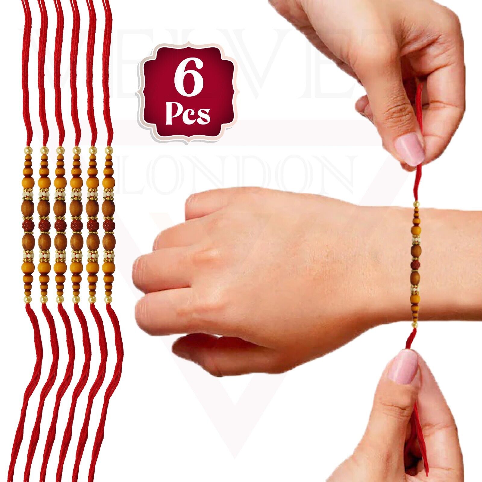 6pcs Rakhi Thread Handmade Rakhee for Brother Raksha Bandhan Rakhi Bracelet