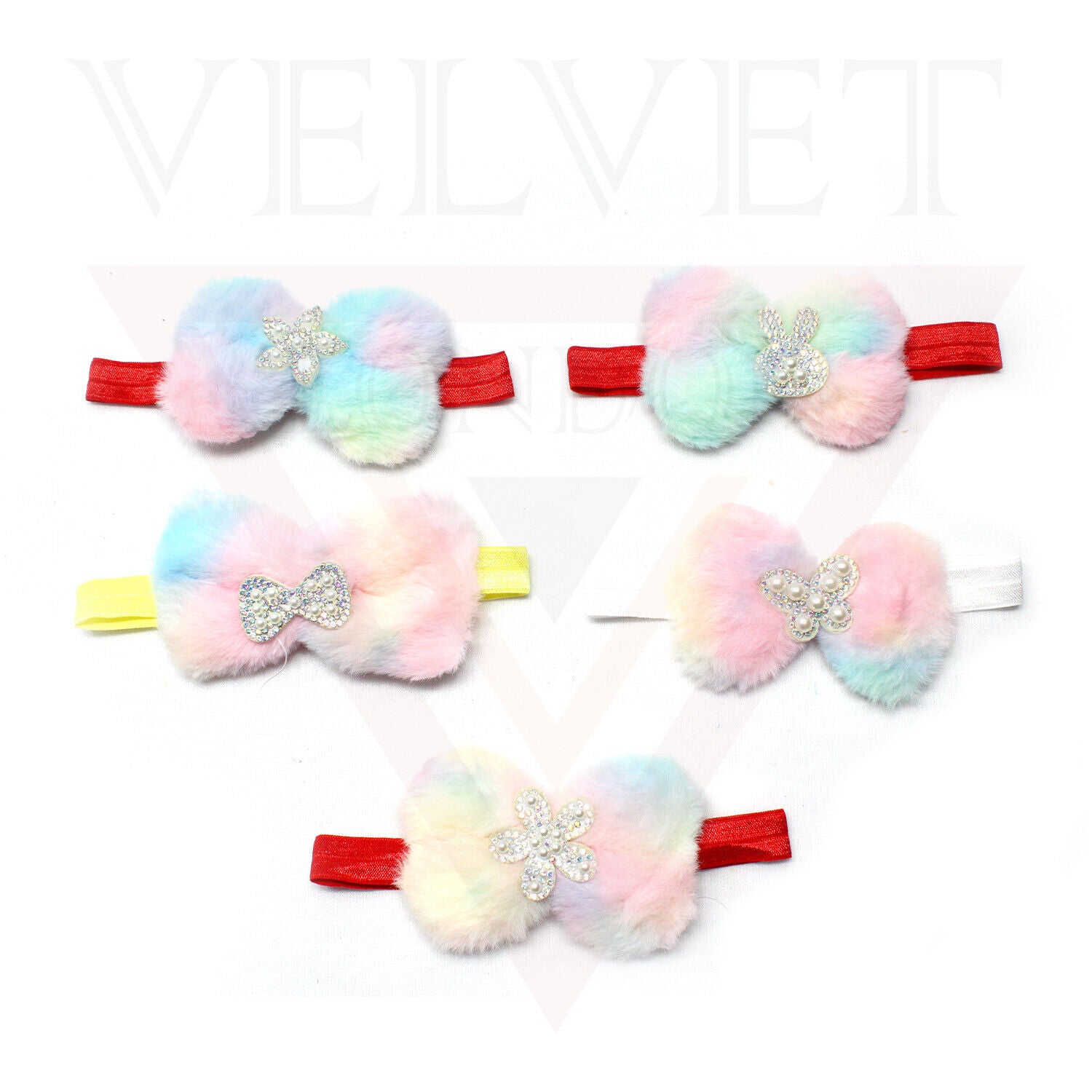 Baby Headbands Hair Band Ribbon Furry Girls Headwear Bow Lace Elastic HairBands