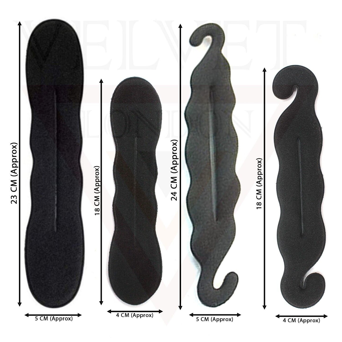 4x Hair Bun Maker Tool Black Foam Sponge French Magic Hair Bun Maker Roller Hook
