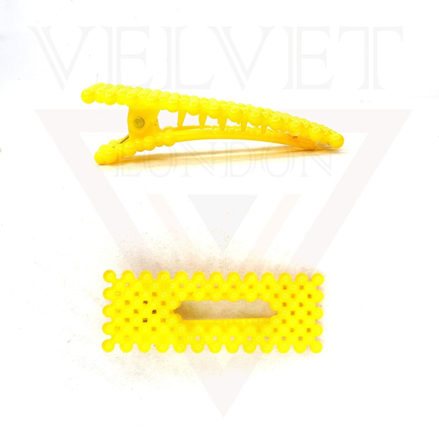 2Pcs Hair Clip Pins Triangle & Rectangle Plastic Yellow Hair Barrettes Hairpins