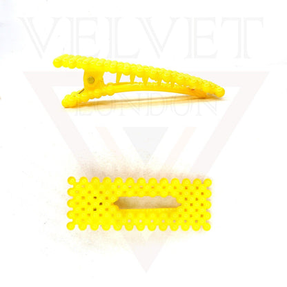 2Pcs Hair Clip Pins Triangle & Rectangle Plastic Yellow Hair Barrettes Hairpins