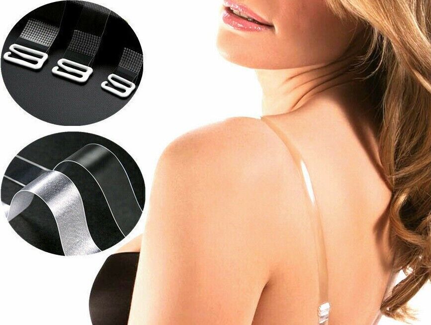 3 Pair Invisible Bra Straps Adjustable Shoulder Strap Transparent Clear For Bra