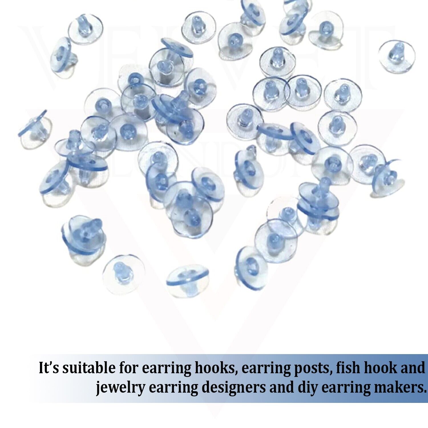Earring Backs with Pad for Stud Earrings Blue Silicone Safety Back Stoppers