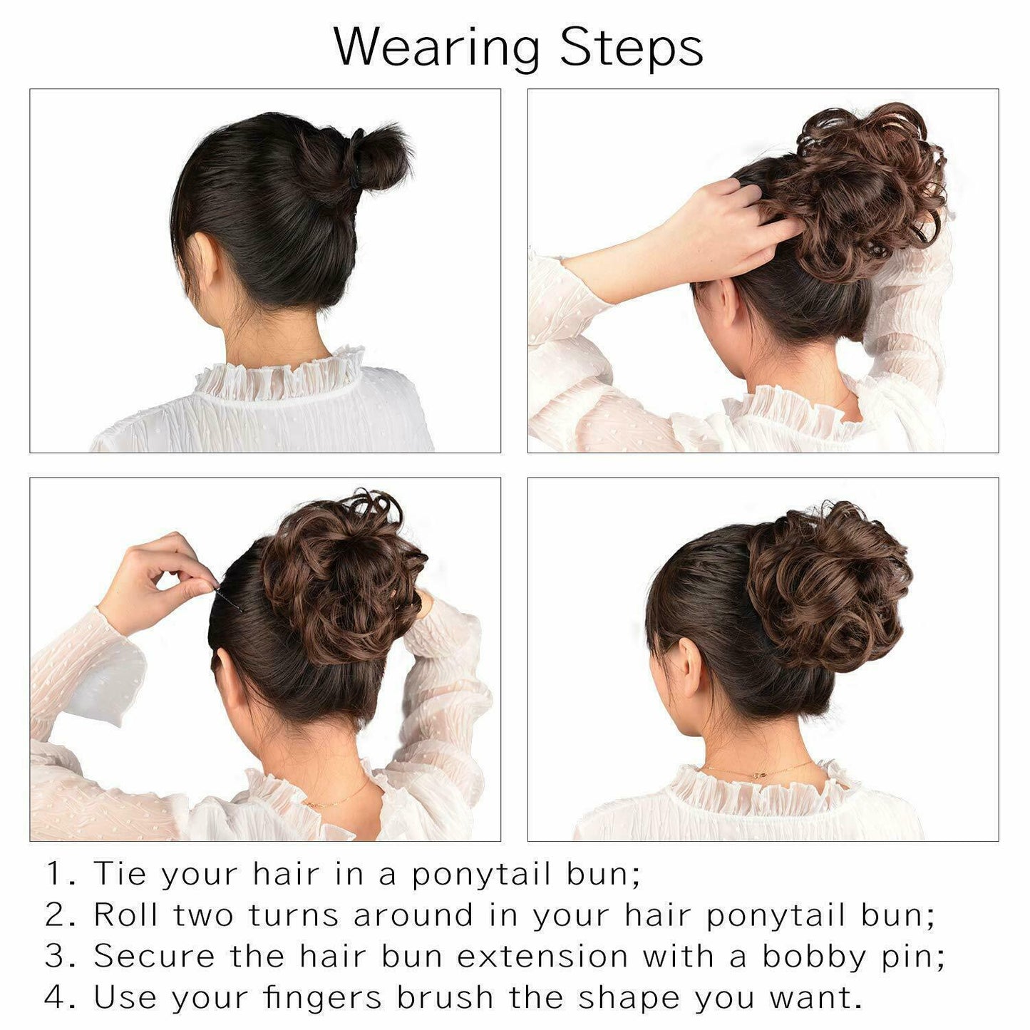 Curly Messy Bun Hair Piece Bobble Scrunchie Lady Natural Fake Hair Extensions