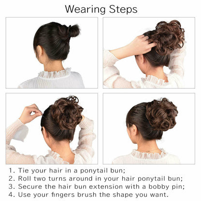 Curly Messy Bun Hair Piece Bobble Scrunchie Lady Natural Fake Hair Extensions