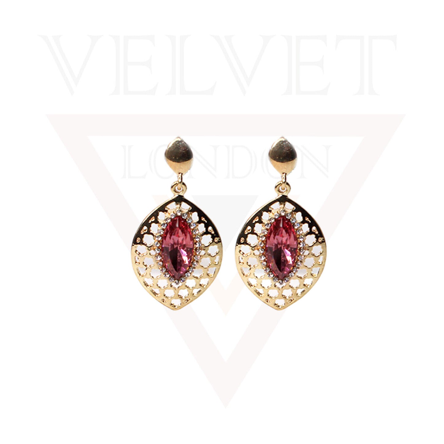 Drop Earrings Crystal Diamond Golden Oval Drop Dangle Stud Earrings Jewellery