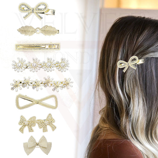 3x Pearl Hair Clips Rhinestone Hair Slides Barrettes Hair Clip Hairpin For Party